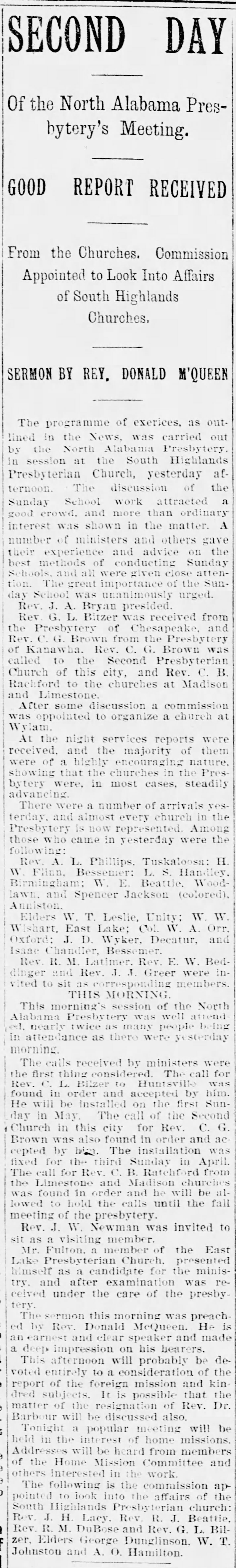 Second Day Of the North Alabama Presbytery's Meeting